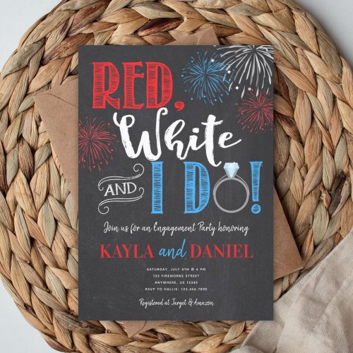 Red White and I Do Engagement Party Invitation