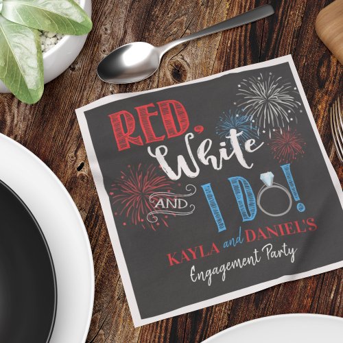 Red White and I Do Engagement Party  Napkins