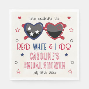 Red White and I Do Heart Sunglasses Bridal Shower Napkins