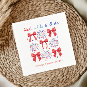Red White and I Do July 4th Bachelorette Party Napkins
