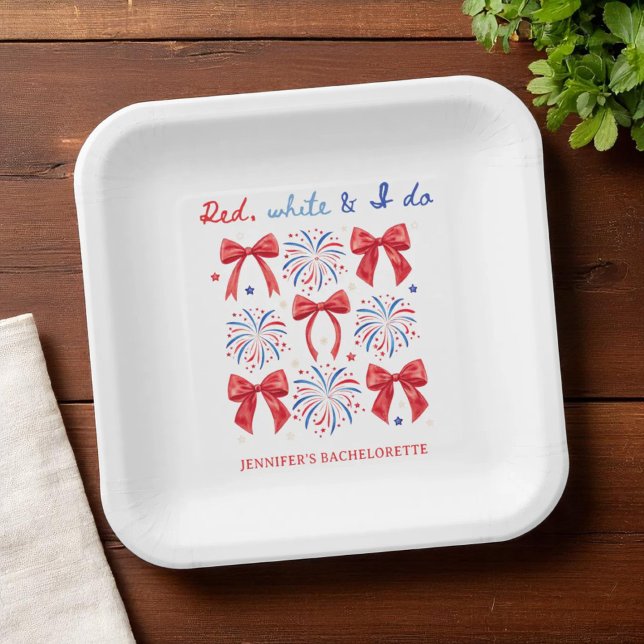 Red White and I Do July 4th Bachelorette Party Paper Plates (Creator Uploaded)
