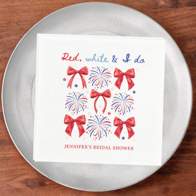 Red White and I Do July 4th Bridal Shower Napkins (Creator Uploaded)