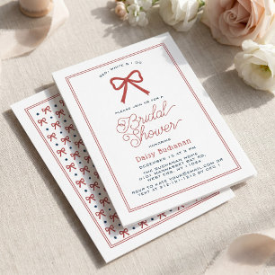 Red White and I Do Modern Bridal Red Theme Invitation