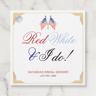Red White and I Do Patriotic Bridal Shower Favor Tags
