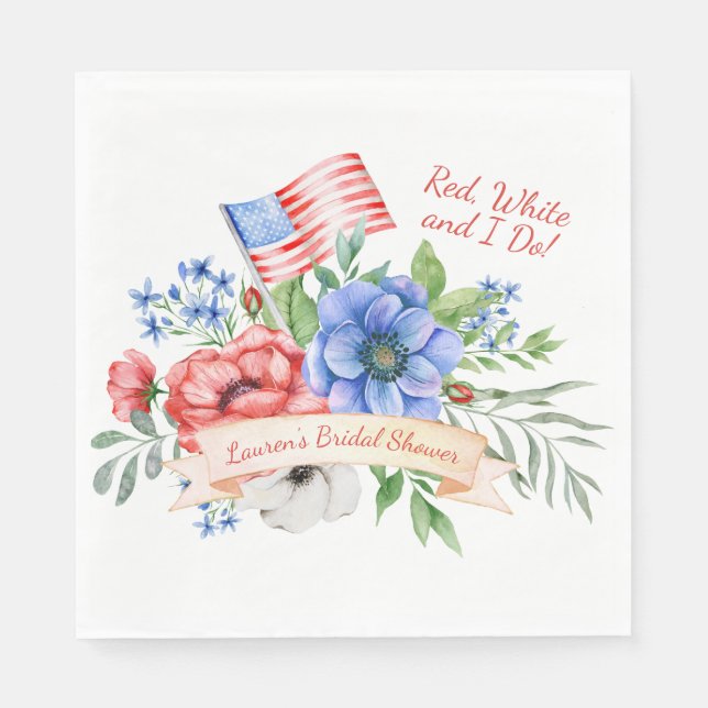 Red White and I Do Patriotic Bridal Shower Napkins (Front)