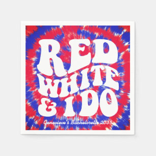 Red White and I Do Retro Independence Day Tie Dye Napkins