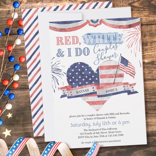 Red White and I Do Vintage Couple Shower Invitation