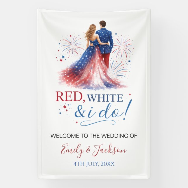 Red White and I do Wedding Welcome Banner (Vertical)