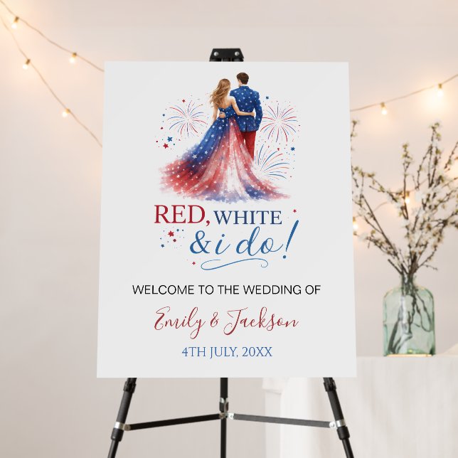 Red White and I do Wedding Welcome Foam Board (In Situ (Stand))