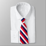 Red, White, and Midnight Presidential Stripe Tie<br><div class="desc">This handsome red,  white,  and midnight blue diagonally-striped tie will make a great addition to any suit.</div>