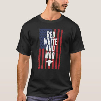 Red White And Moo Cow 4th Of July Independence Day T-Shirt