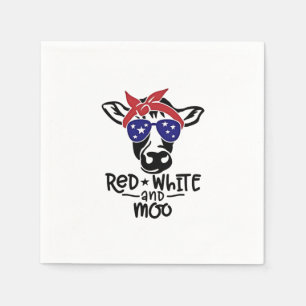 Red White and Moo Patriotic Cow Fourth of July Napkins