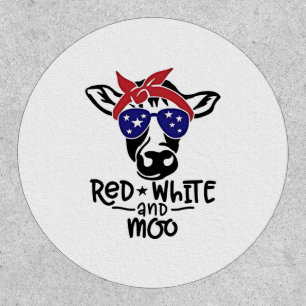 Red White and Moo Patriotic Cow Fourth of July Patch