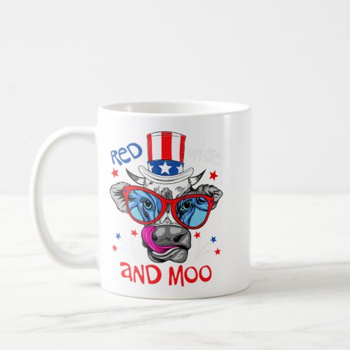 Red White And Moo Patriotic Farm Cow Usa Flag Per Coffee Mug