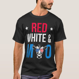 Red White And Moo Patriotic Usa Flag Cow T-Shirt