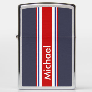 Red White and Navy Nautical Look with Name Zippo Lighter