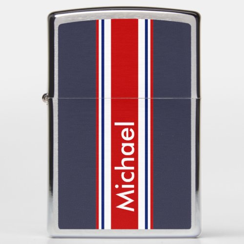 Red White and Navy Nautical Look with Name Zippo Lighter