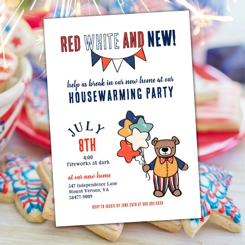 Red White and New   Summer Housewarming Party Invitation