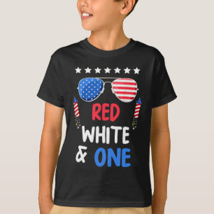 Red White And One 1st Birthday 4th Of July Indepen T-Shirt