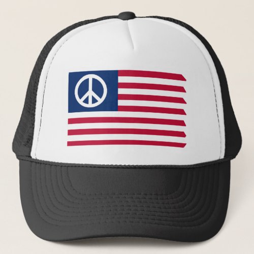 Red White and Peace Patriotic Peace USA flag_ Hat