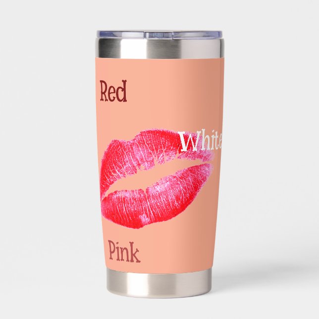Red, White, and Pink Water Bottle Insulated Tumbler (Back)