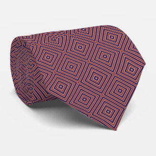 Red White And Purple Striped Diamond Pattern Neck Tie