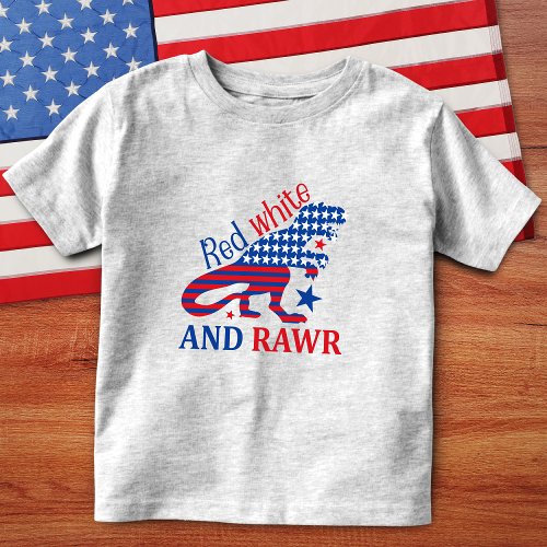Red White and Rawr 4th of July Dinosaur Toddler T_shirt