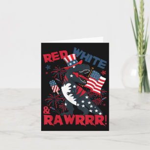 Red White And Rawr Dinosaur T Rex Patriotic 4th Of Card