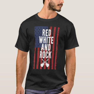 Red White And Rock Guitar 4th Of July Independence T-Shirt