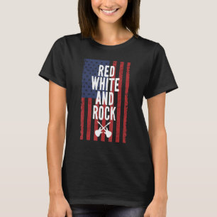 Red White And Rock Guitar 4th Of July Independence T-Shirt