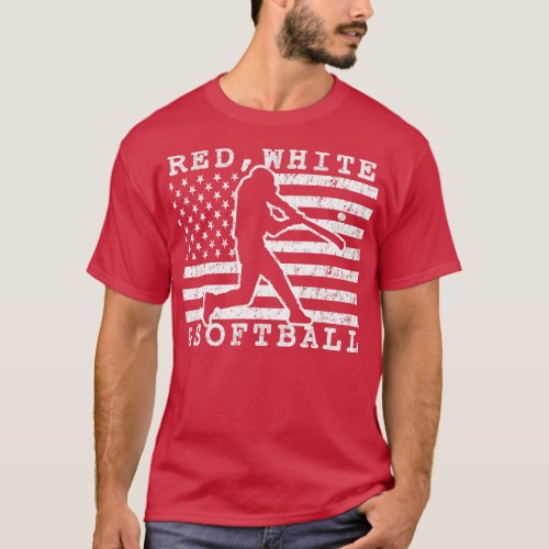 Red White and Softball American Flag USA Fastpitch T_Shirt