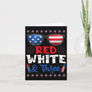 Red White And Three 3rd Birthday Usa American Flag Card