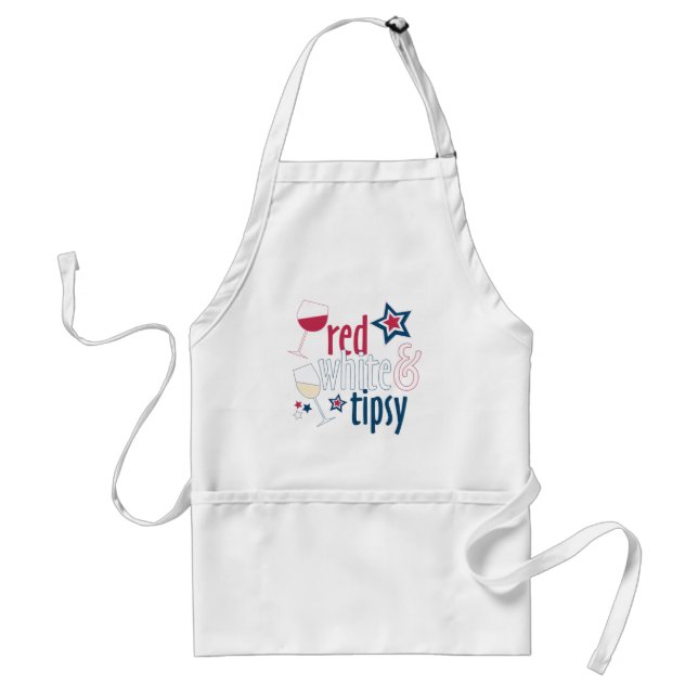 Red White and Tipsy | 4th of July Adult Apron (Front)