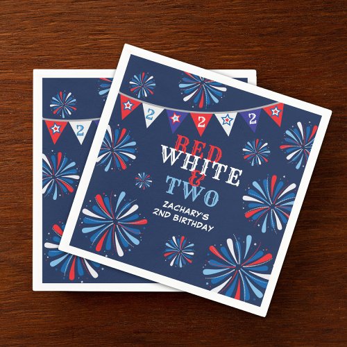 Red White and TWO 2nd Birthday Napkins