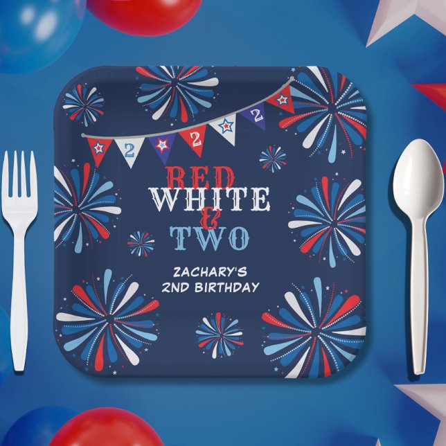 Red White and TWO 2nd Birthday Paper Plates (Creator Uploaded)