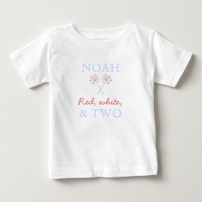 Red White and Two 2nd Birthday T-Shirt (Front)
