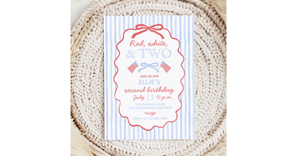 Red White and Two 4th of July 2nd Birthday Invitation | Zazzle