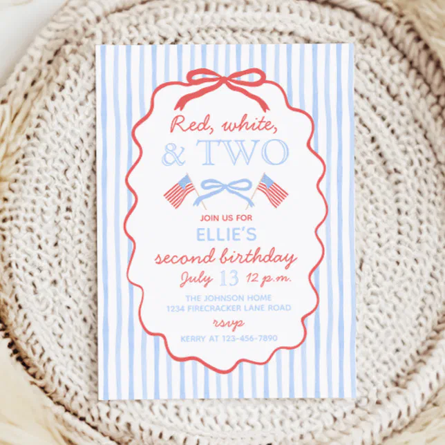 Red White and Two 4th of July 2nd Birthday Invitation | Zazzle
