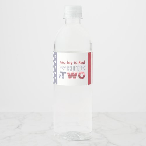 Red White And Two All_American 2nd Birthday Party Water Bottle Label