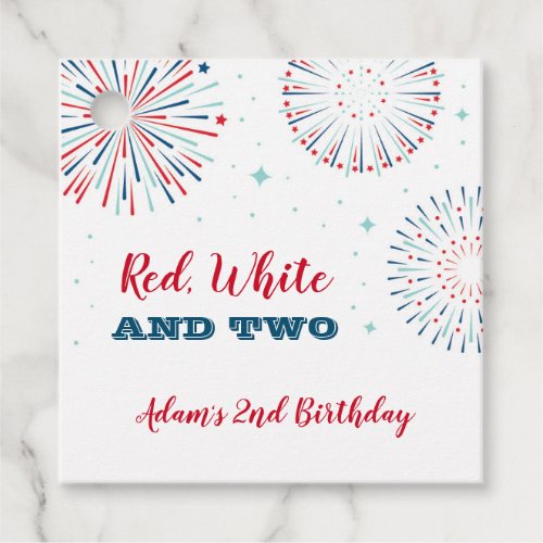 Red White and Two Birthday Favor Tag