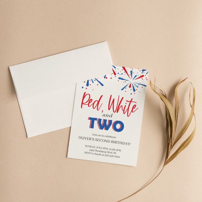 Red White and Two Birthday Invitation (Creator Uploaded)
