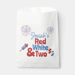 Red White and Two Birthday Party Favor Bag