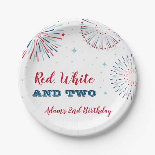 Red White and Two Birthday Plates