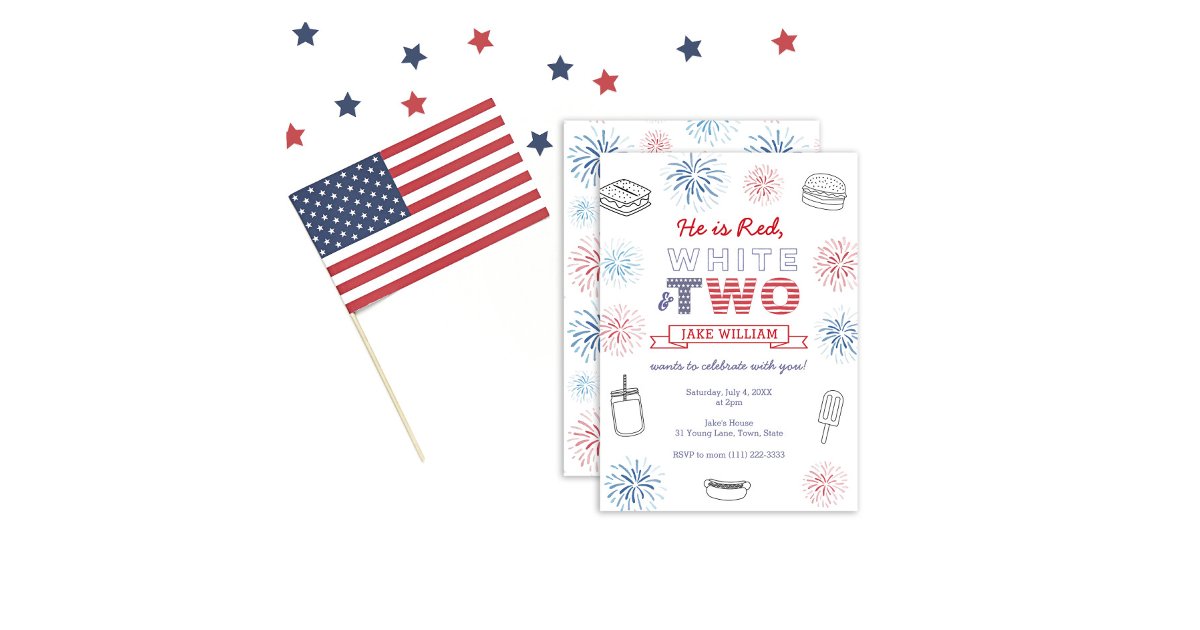 Red White and Two Cookout 2nd Birthday Party Invitation | Zazzle