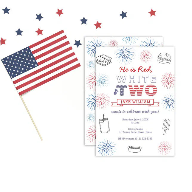 Red White and Two Cookout 2nd Birthday Party Invitation | Zazzle
