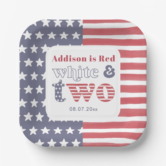 Red White And Two Cookout 2nd Birthday Party Paper Plates (Front)