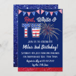 Red White And Two Fourth of July Second Birthday Invitation