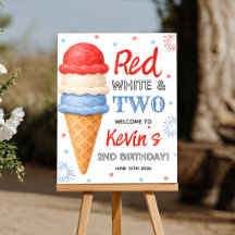 Red White and Two Ice Cream 16x20 Welcome Sign