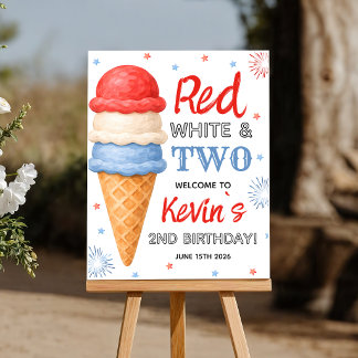 Red White and Two Ice Cream 16x20 Welcome Sign