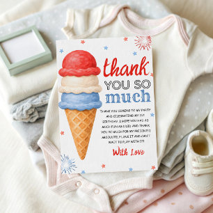 Red White and Two Ice Cream Thank You Card